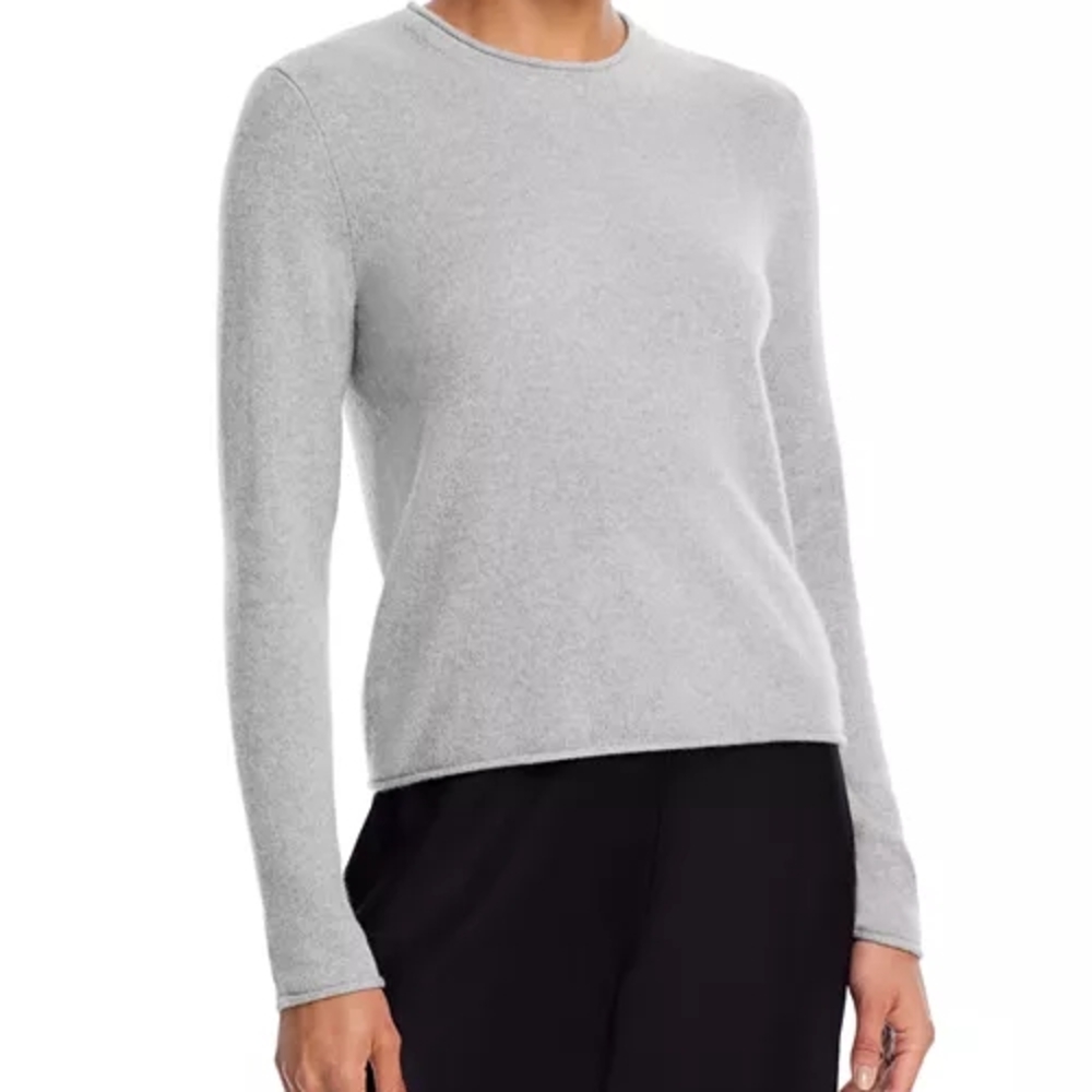 AQUA Cashmere Rolled Edge Sweater